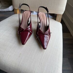 Anthropologie Burgundy Kitten Heel Pumps | 2024 Release | NWT / Never Worn
